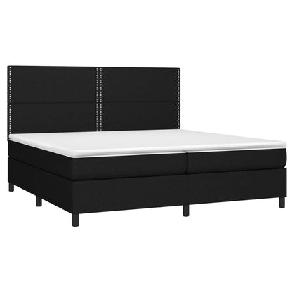 Letto a Molle Materasso e LED Nero 200x200cm in Tessuto - homemem39