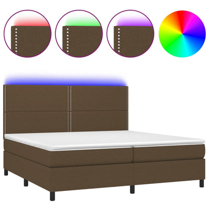 Letto a Molle Materasso e LED Marronescuro 200x200cm in Tessuto - homemem39