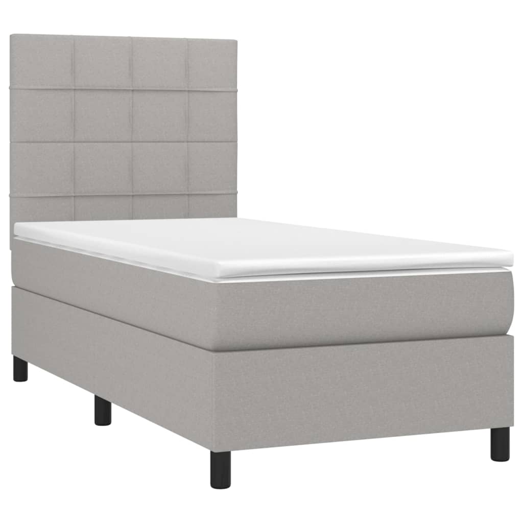 Letto a Molle Materasso e LED Grigio Chiaro 90x190 cm Tessuto - homemem39