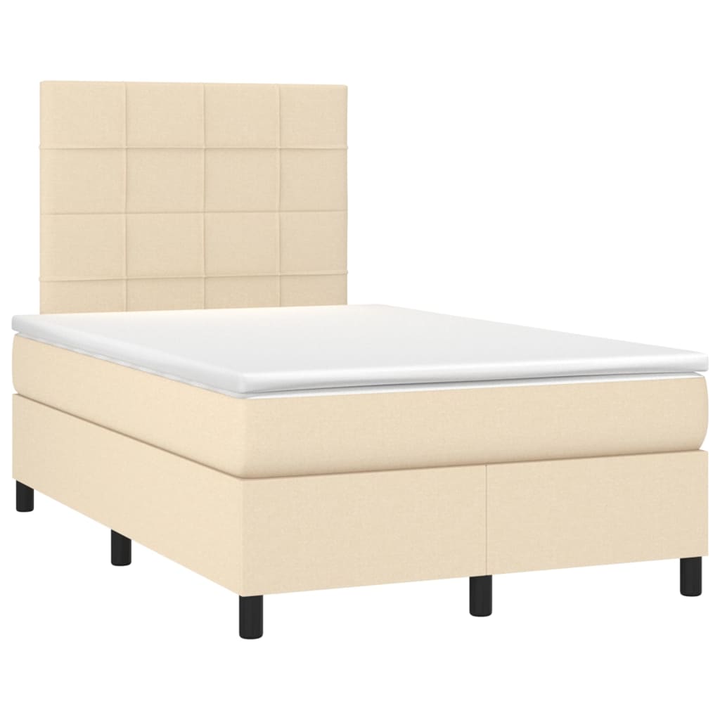 Letto a Molle con Materasso e LED Crema 120x200cm in Tessuto | homemem39