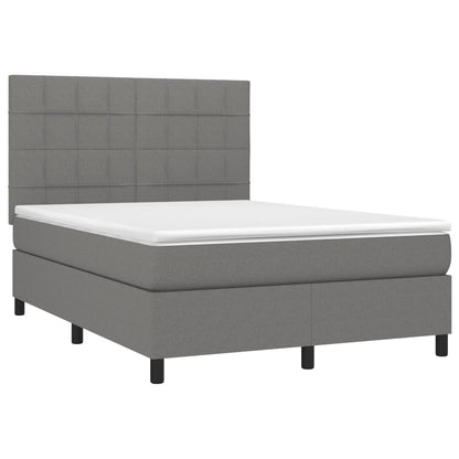 Letto a Molle Materasso e LED Grigio Scuro 140x200cm in Tessuto - homemem39
