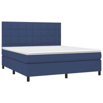 Letto a Molle con Materasso e LED Blu 160x200 cm in Tessuto | homemem39