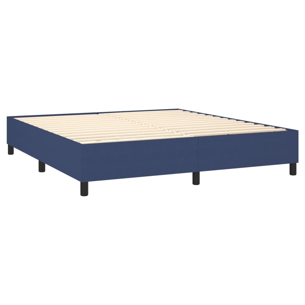 Letto a Molle con Materasso e LED Blu 160x200 cm in Tessuto | homemem39