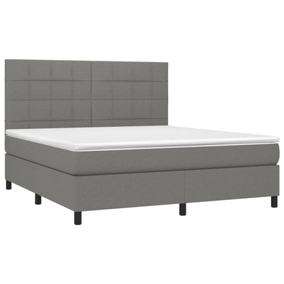 Letto a Molle Materasso e LED Grigio Scuro 180x200cm in Tessuto | homemem39