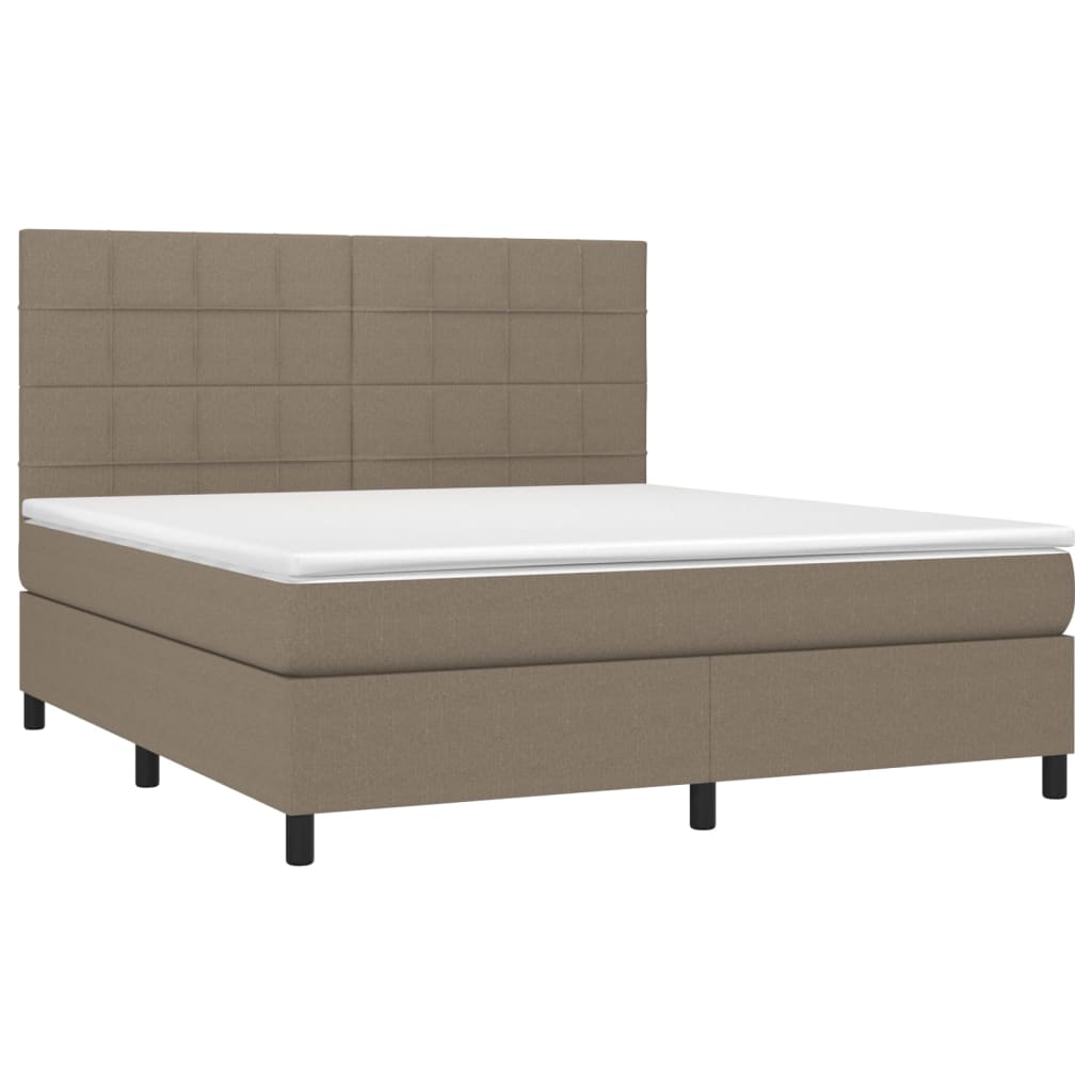 Letto a Molle con Materasso e LED Tortora 180x200 cm in Tessuto | homemem39