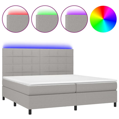 Letto a Molle Materasso e LED Grigio Chiaro 200x200 cm Tessuto | homemem39