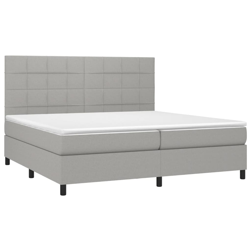 Letto a Molle Materasso e LED Grigio Chiaro 200x200 cm Tessuto | homemem39