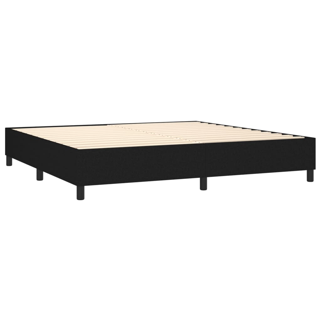 Letto a Molle Materasso e LED Nero 200x200cm in Tessuto - homemem39