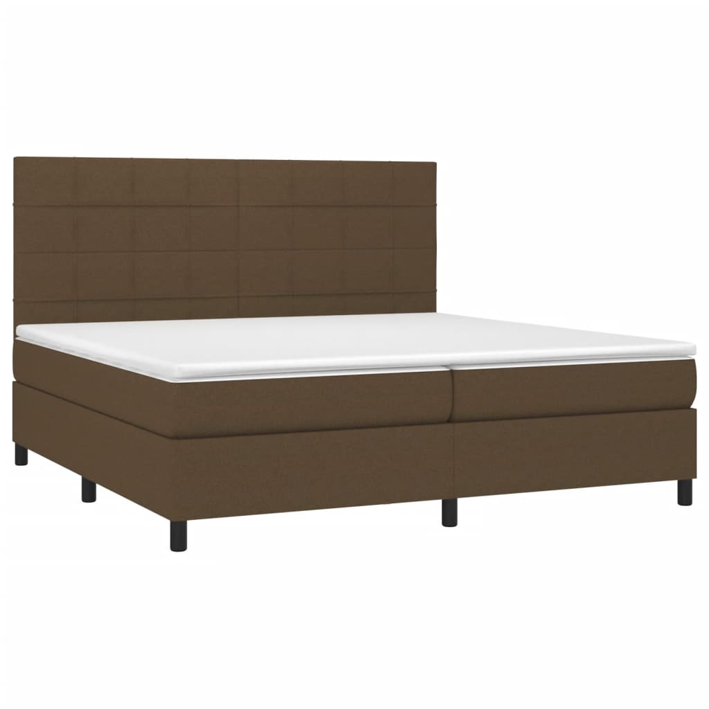 Letto a Molle Materasso e LED Marronescuro 200x200cm in Tessuto | homemem39