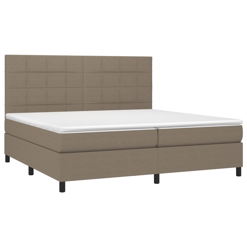 Letto a Molle Materasso e LED tortora 200x200cm in Tessuto | homemem39