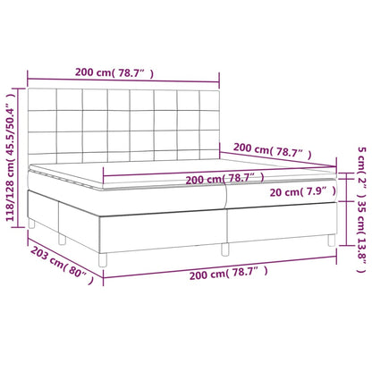 Letto a Molle Materasso e LED tortora 200x200cm in Tessuto | homemem39