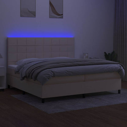 Letto a Molle Materasso e LED bianco 200x200cm in Tessuto