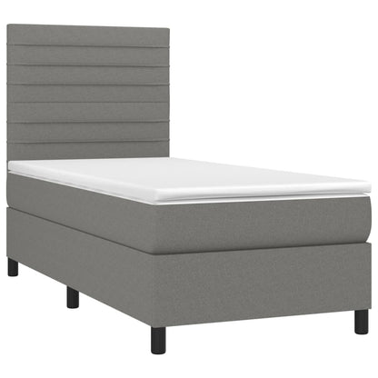 Letto a Molle Materasso e LED Grigio Scuro 80x200 cm in Tessuto | homemem39