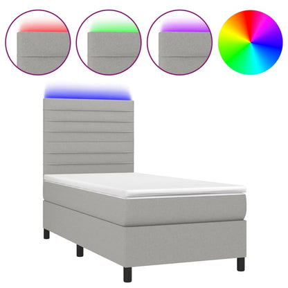 Letto a Molle Materasso e LED Grigio Chiaro 90x190 cm Tessuto | homemem39