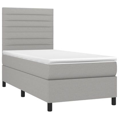 Letto a Molle Materasso e LED Grigio Chiaro 90x190 cm Tessuto | homemem39
