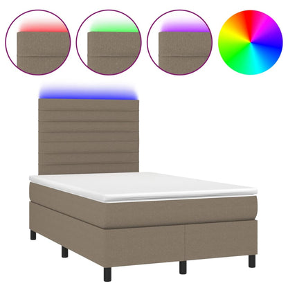 Letto a Molle con Materasso e LED Tortora 120x200cm in Tessuto | homemem39