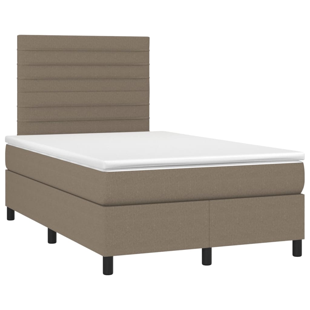 Letto a Molle con Materasso e LED Tortora 120x200cm in Tessuto | homemem39