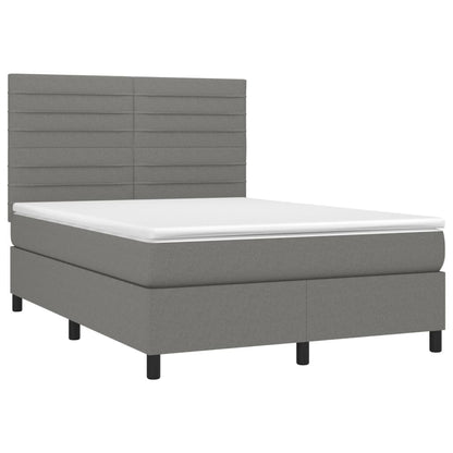 Letto a Molle Materasso e LED Grigio Scuro 140x200cm in Tessuto - homemem39
