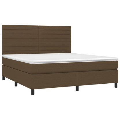 Letto a Molle Materasso e LED Marrone Scuro 160x200 cm Tessuto - homemem39