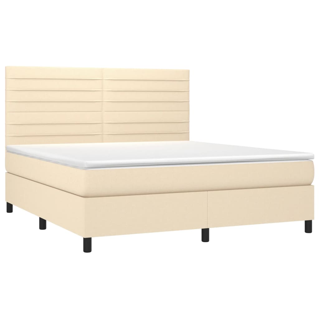 Letto a Molle con Materasso e LED Crema 160x200 cm in Tessuto | homemem39