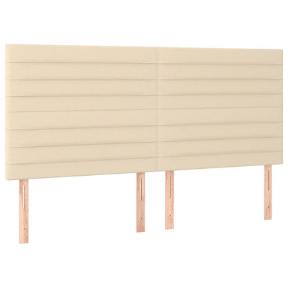 Letto a Molle con Materasso e LED Crema 160x200 cm in Tessuto