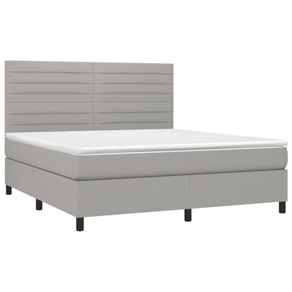 Letto a Molle Materasso e LED Grigio Chiaro 180x200 cm Tessuto - homemem39
