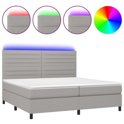 Letto a Molle Materasso e LED Grigio Chiaro 200x200 cm Tessuto - homemem39