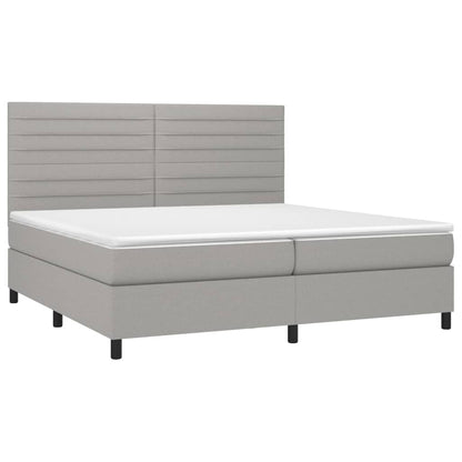 Letto a Molle Materasso e LED Grigio Chiaro 200x200 cm Tessuto - homemem39