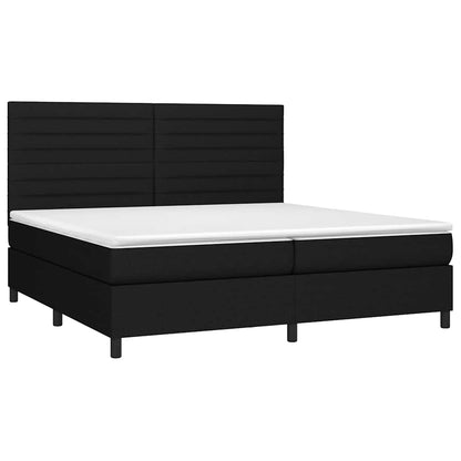 Letto a Molle Materasso e LED Nero 200x200cm in Tessuto | homemem39
