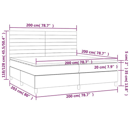 Letto a Molle Materasso e LED Nero 200x200cm in Tessuto | homemem39