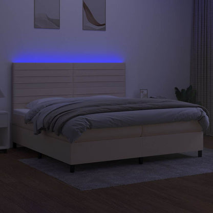 Letto a Molle Materasso e LED bianco 200x200cm in Tessuto