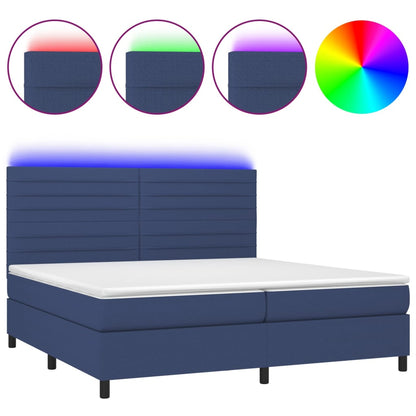 Letto a Molle Materasso e LED Blu 200x200cm in Tessuto - homemem39