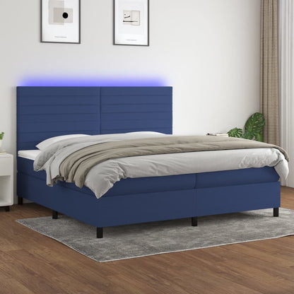 Letto a Molle Materasso e LED Blu 200x200cm in Tessuto - homemem39