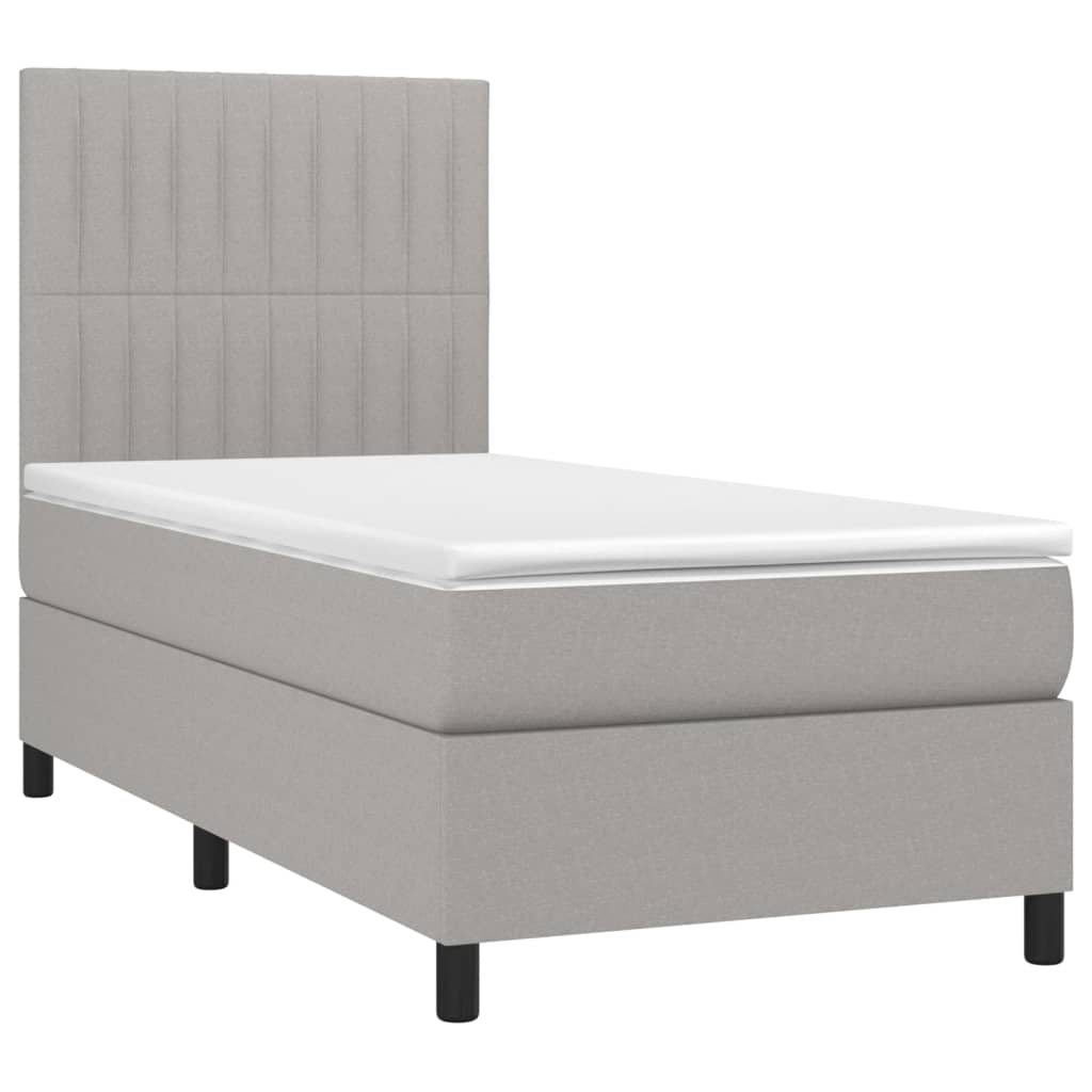 Letto a Molle Materasso e LED Grigio Chiaro 80x200 cm Tessuto - homemem39
