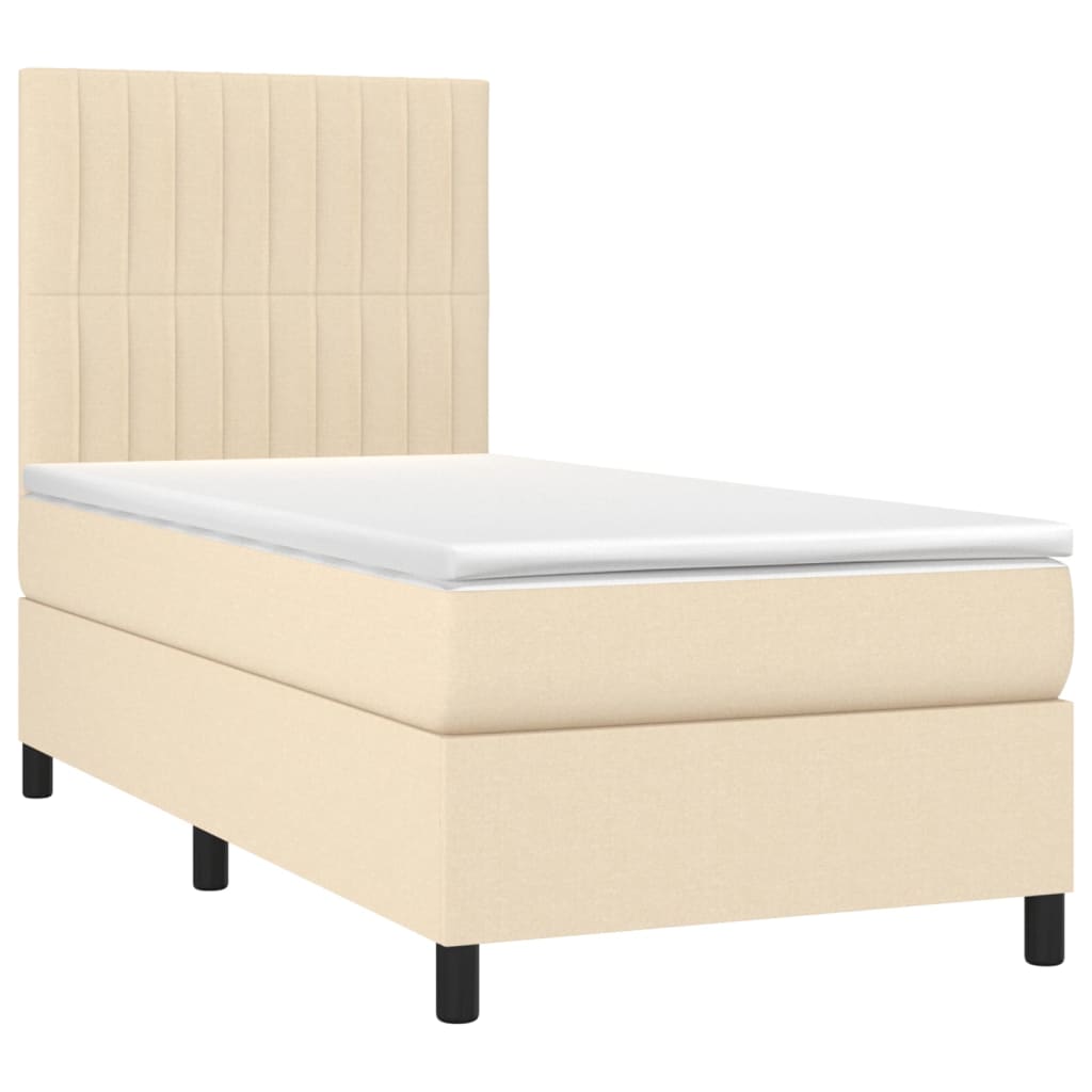 Letto a Molle con Materasso e LED Crema 80x200 cm in Tessuto | homemem39