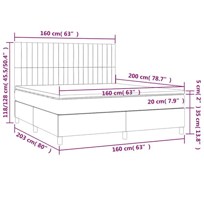 Letto a Molle con Materasso e LED Nero 160x200 cm in Tessuto | homemem39