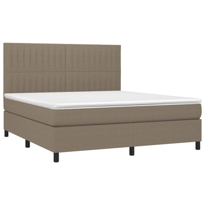 Letto a Molle con Materasso e LED Tortora 160x200 cm in Tessuto - homemem39