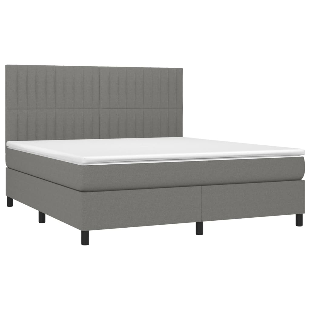 Letto a Molle Materasso e LED Grigio Scuro 180x200cm in Tessuto - homemem39