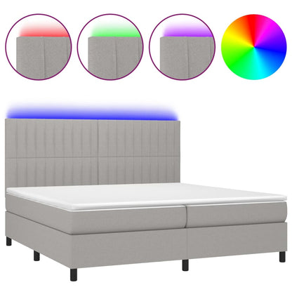 Letto a Molle Materasso e LED Grigio Chiaro 200x200 cm Tessuto - homemem39