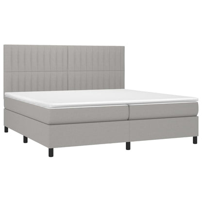 Letto a Molle Materasso e LED Grigio Chiaro 200x200 cm Tessuto - homemem39