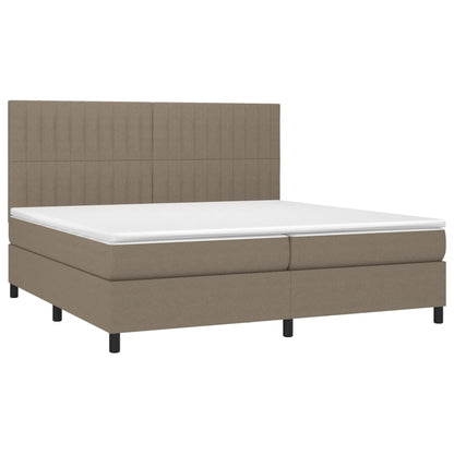 Letto a Molle Materasso e LED tortora 200x200cm in Tessuto - homemem39