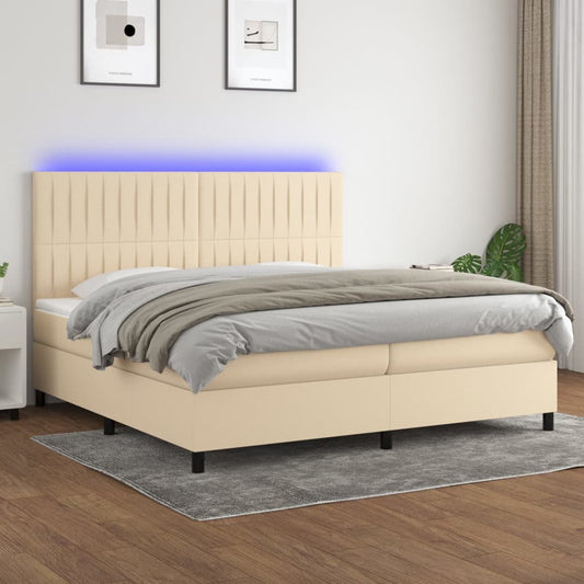 Letto a Molle Materasso e LED bianco 200x200cm in Tessuto - homemem39