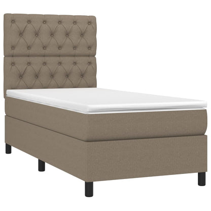 Letto a Molle con Materasso e LED Tortora 80x200 cm in Tessuto | homemem39