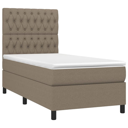 Letto a Molle con Materasso e LED Tortora 90x190 cm in Tessuto | homemem39