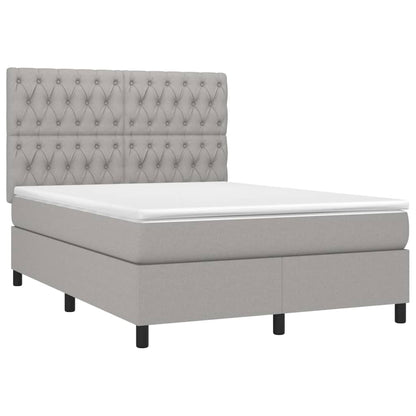 Letto a Molle Materasso e LED Grigio Chiaro 140x190 cm Tessuto | homemem39