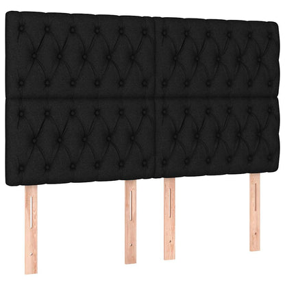 Letto a Molle con Materasso e LED Nero 140x190 cm in Tessuto