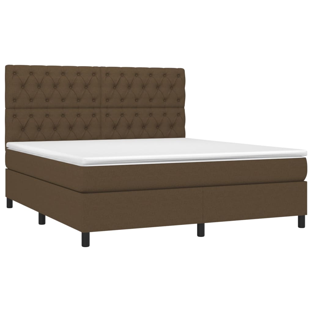 Letto a Molle Materasso e LED Marrone Scuro 160x200 cm Tessuto - homemem39