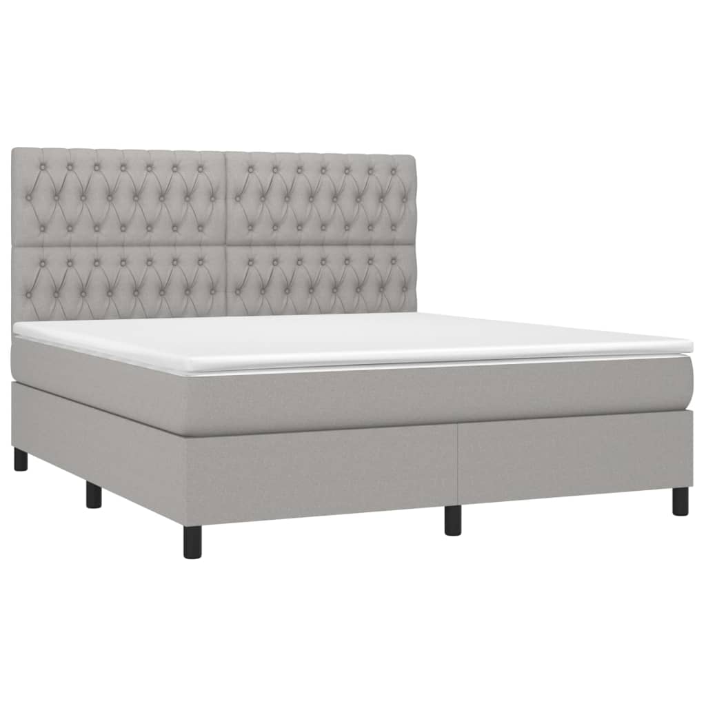 Letto a Molle Materasso e LED Grigio Chiaro 180x200 cm Tessuto - homemem39