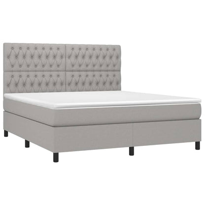 Letto a Molle Materasso e LED Grigio Chiaro 180x200 cm Tessuto - homemem39