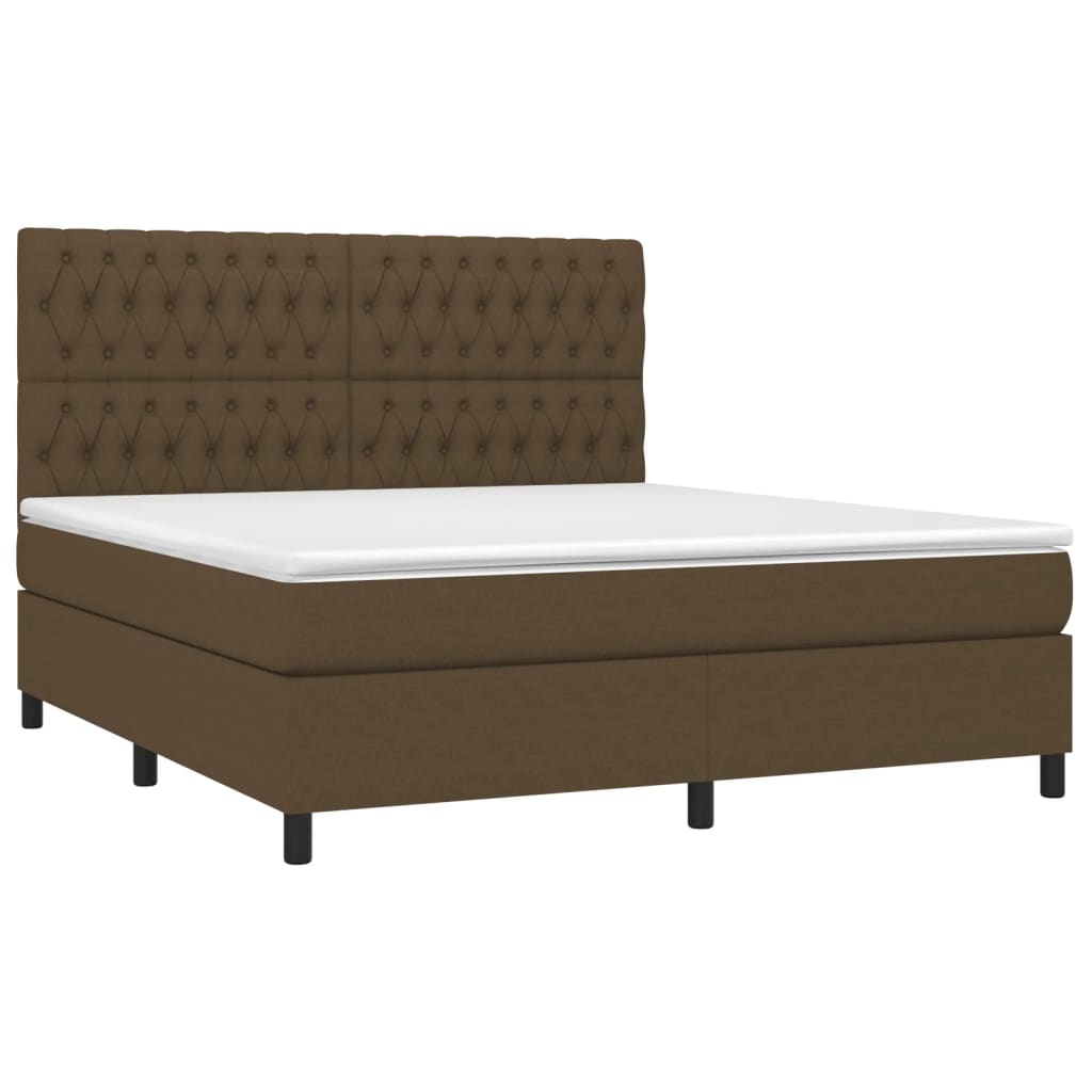 Letto a Molle Materasso e LED MarroneScuro 180x200cm in Tessuto | homemem39